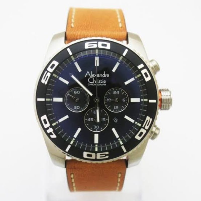ALEXANDRE CHRISTIE JAM TANGAN ANALOG 6500 MC BLACK BROWN ORIGINAL