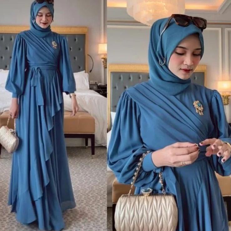 ️✔️✔️ Meyhira Dress / Gamis Ceruty Babydoll Full Puring Terbaru / Pakaian Fashion Wanita Muslimah Ke