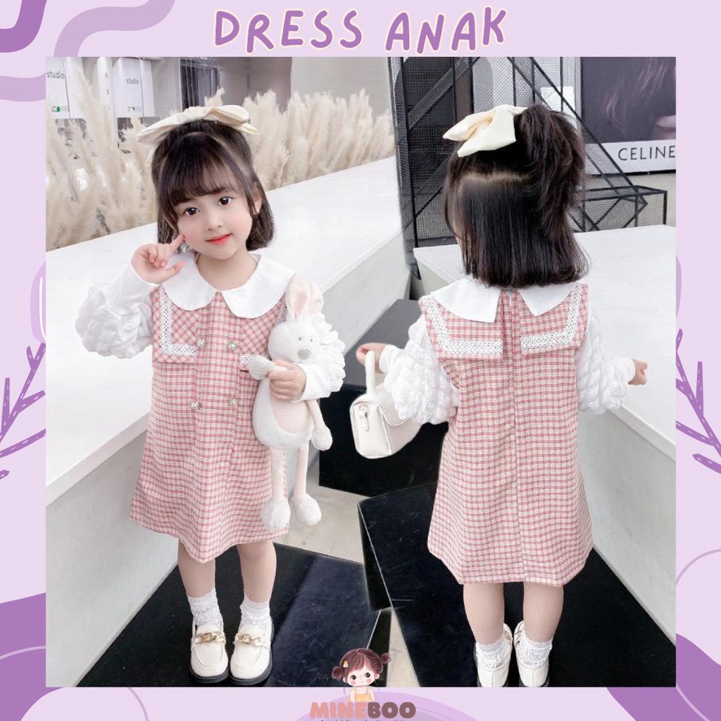 mineboo - DRESS BECCA PEARLS EBV Baju Dress Anak Perempuan Import Bayi Perempuan Gaun Rok Pakaian anak