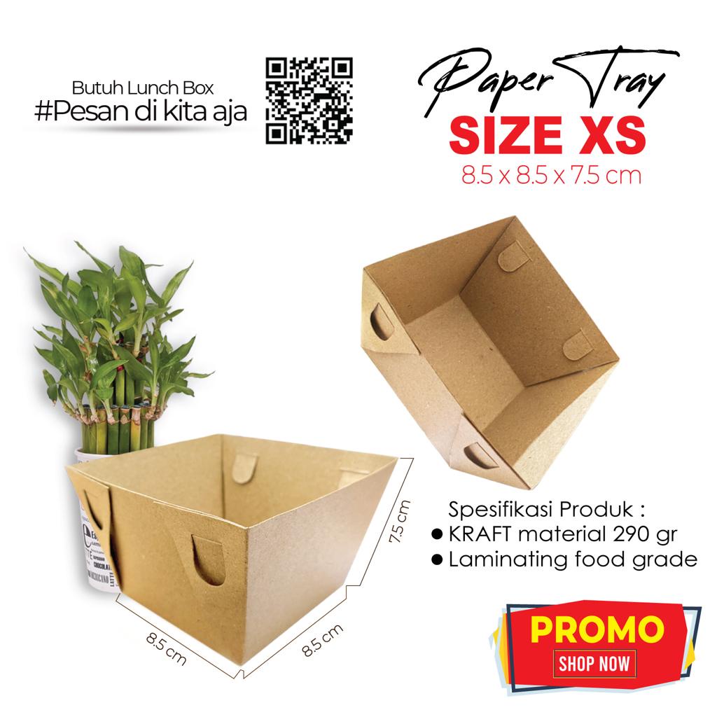 Papertray XS ( Extra Small ) Laminasi 290 gsm Uk. 8.5 x 8.5 x 7.5 cm Untuk Makan Di Tempat