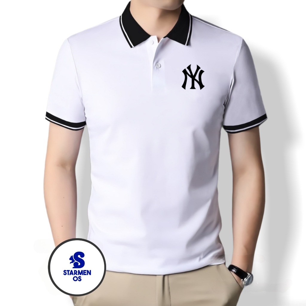 Kaos Wangki Polo Atasan Tshirt Pria Kerah Wangki Big List LOGO NY