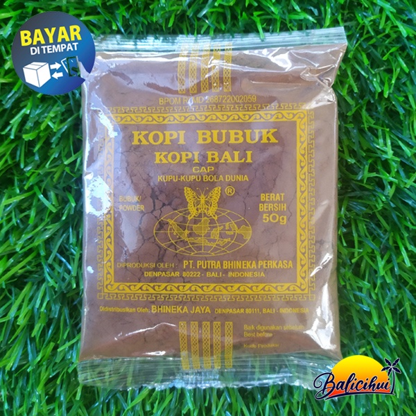 

BALICIHUI Kopi Bubuk Bali Kopi Cap Kupu Kupu Bola Dunia 50 Gram