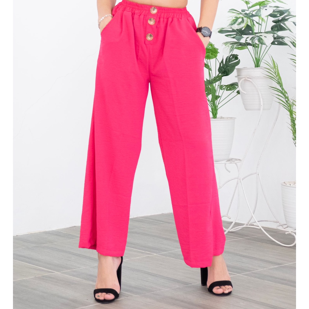 Highwaist Loose Pants Kekinian Premium Kulot Kancing Celana Wanita Zameela Collection