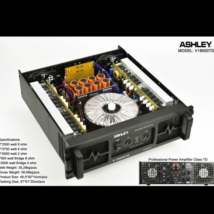 Terlaris Power Amplifier Ashley V18000Td V18000 Td Class Td Garansi Original