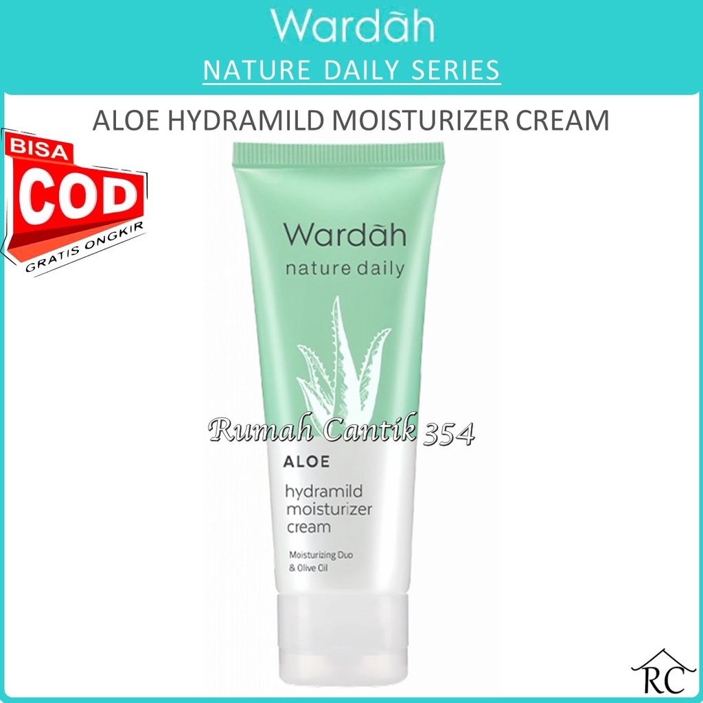 RUMAH CANTIK 354 - Wardah Nature Daily Aloe Hydramild Moisturizer Cream 40 ml - Pelembab dengan Olive Oil - BISA COD / BAYAR DI TEMPAT