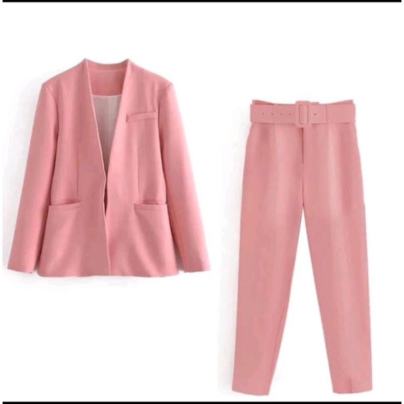 Setelan Blazer Tanpa Kerah Wanita/Setelan Wanita/Setelan Blazer Wanita