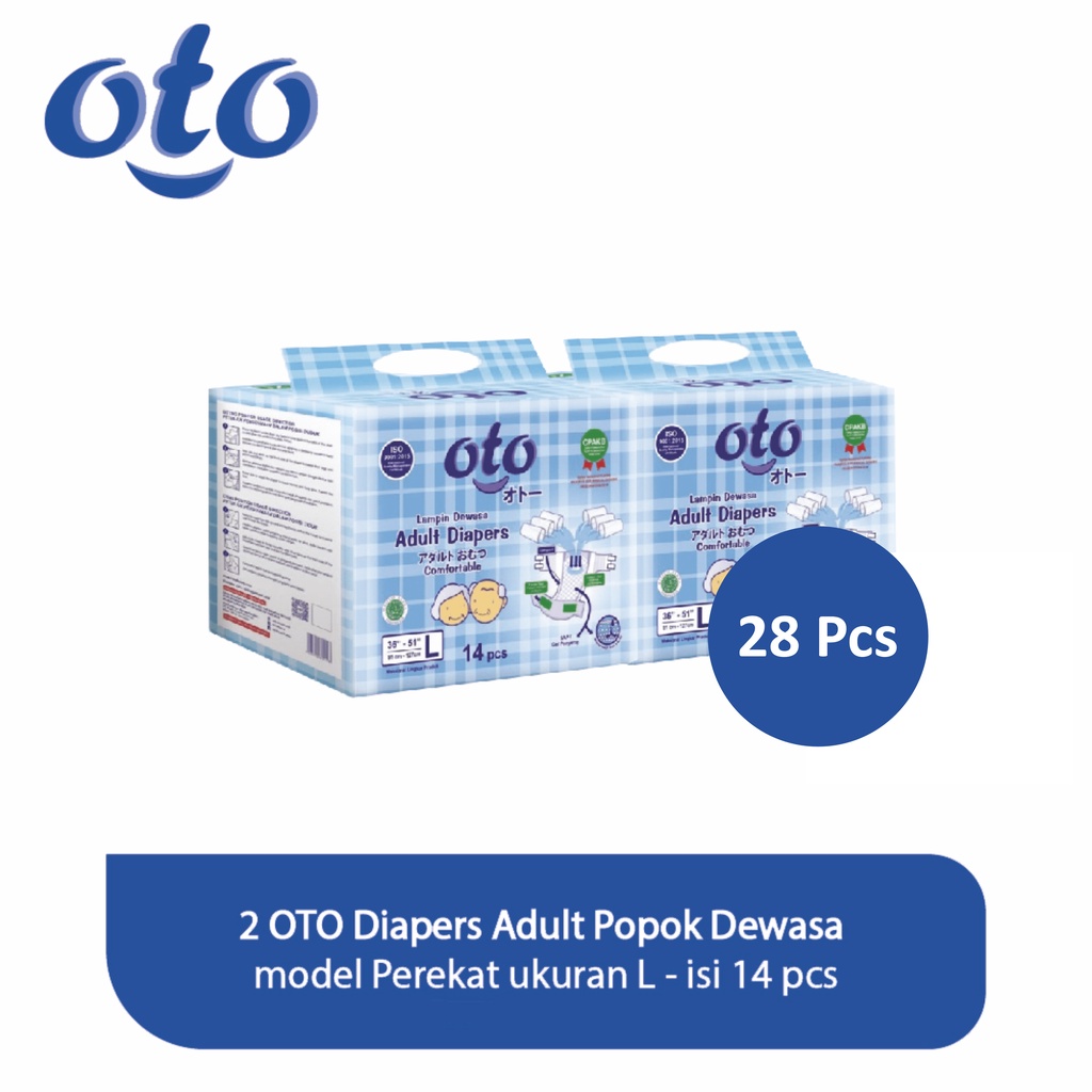 OTO Diapers Adult Popok Dewasa model Perekat ukuran L - isi 14 pcs - Twin Pack