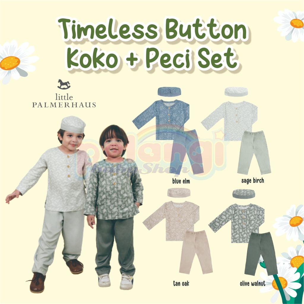 Little Palmerhaus Timeless Button Koko Set + Peci Raya Collection Baju Koko Anak