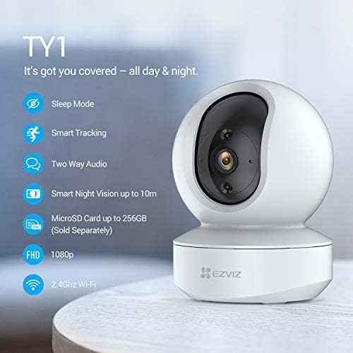 Ezviz TY1 WiFi Camera Smart Tracking PTZ 360 2MP Indoor Upgraded C6CN - TY1
