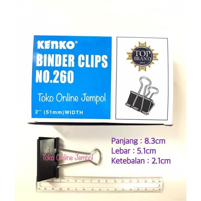 

ATK814KN selusin no.260 KENKO Binder Clip 260 Klip Penjepit Kertas