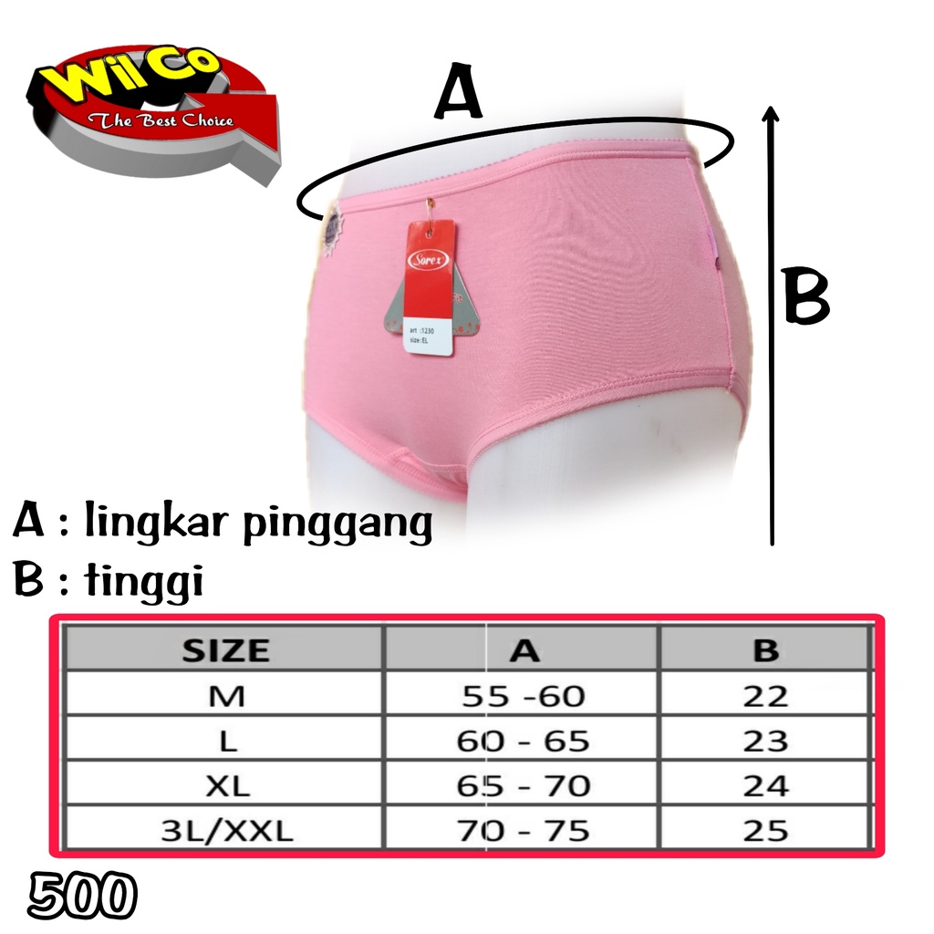 K500T - (HARGA PER 3 PCS) CELANA DALAM WANITA PAKAIAN WANITA PAKAIAN DALAM SOREX SIZE M - XXL MULTYCOLLOR