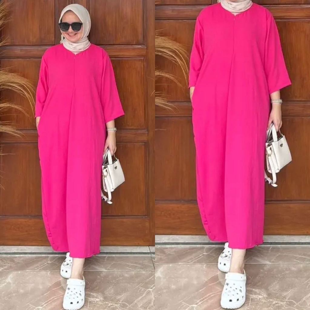 Lenora dress panjang gamis midi maxi wanita muslim airflow crincle DEODORA btcsolo