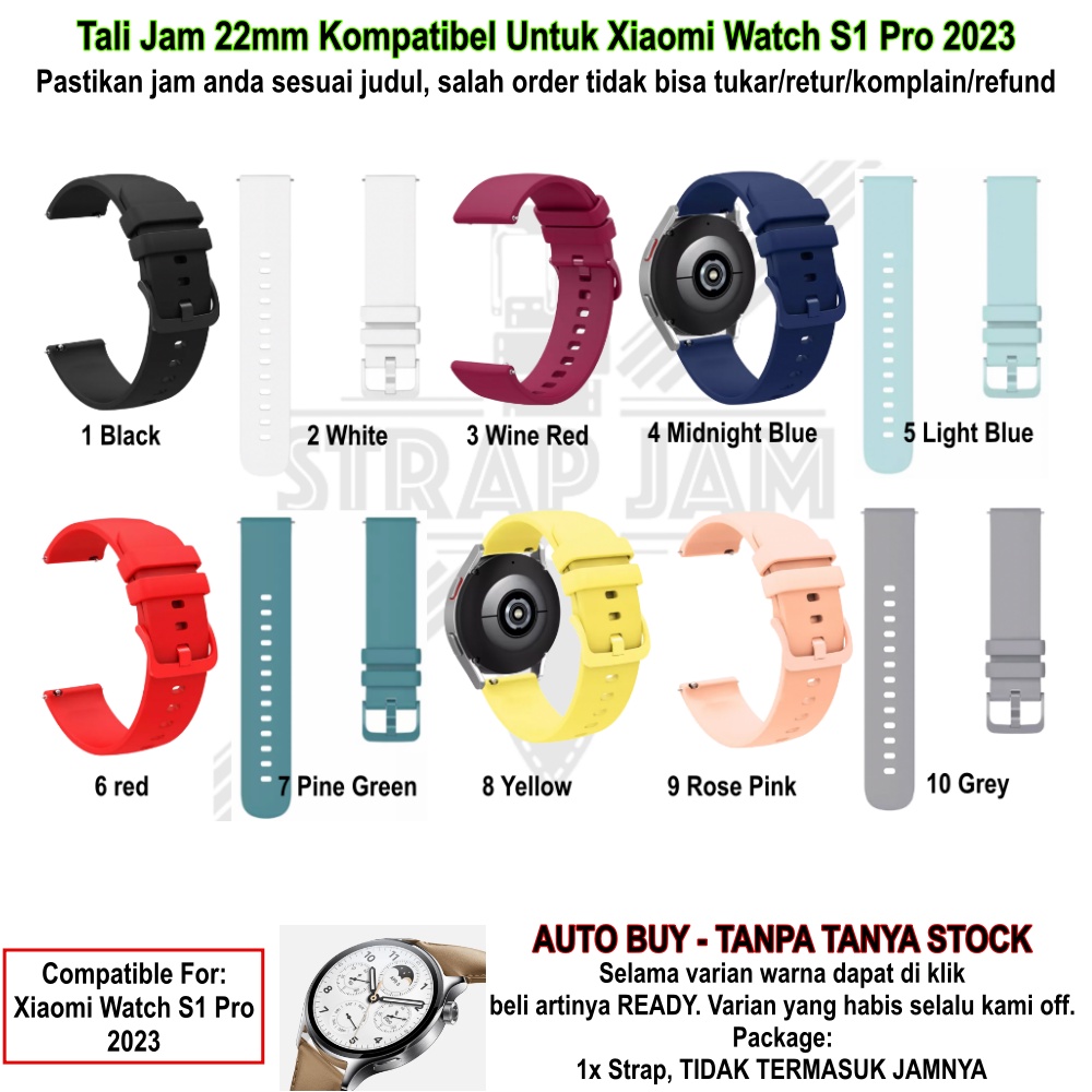 PWK Tali Jam Tangan Xiaomi Watch S1 Pro 2023 - Strap 22mm Silikon Rubber Aneka Warna Ceria