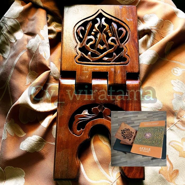 

Rekal Tatakan Meja Kayu Al Quran Motif Masjid Ukuran 40X18Cm