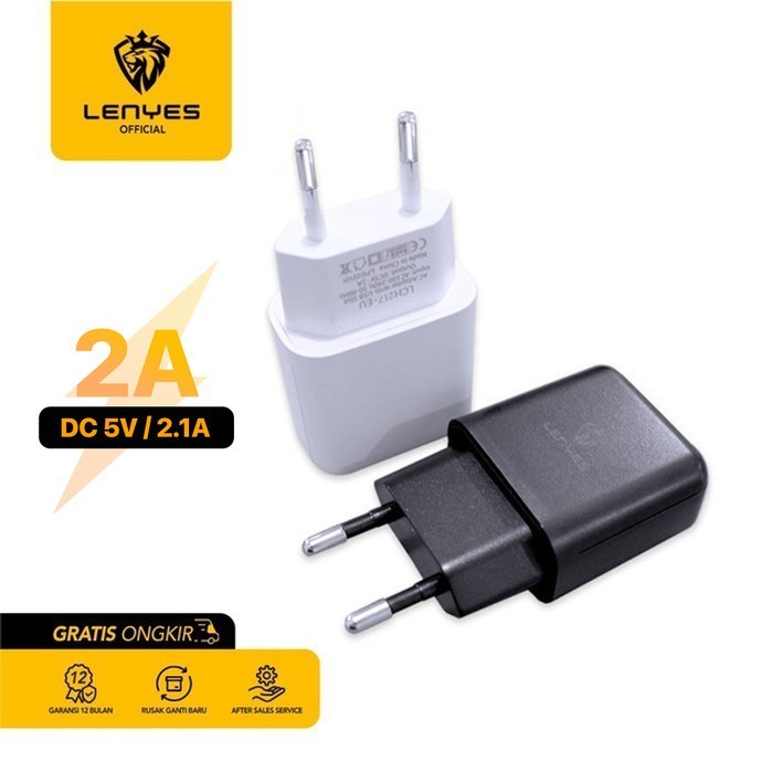 Kepala Charger Travel Adapter Real 2A LCH217 LENYES 100% Original original kabel cable casan travel charger tc android usb charger micro usb type c batok kepala charger