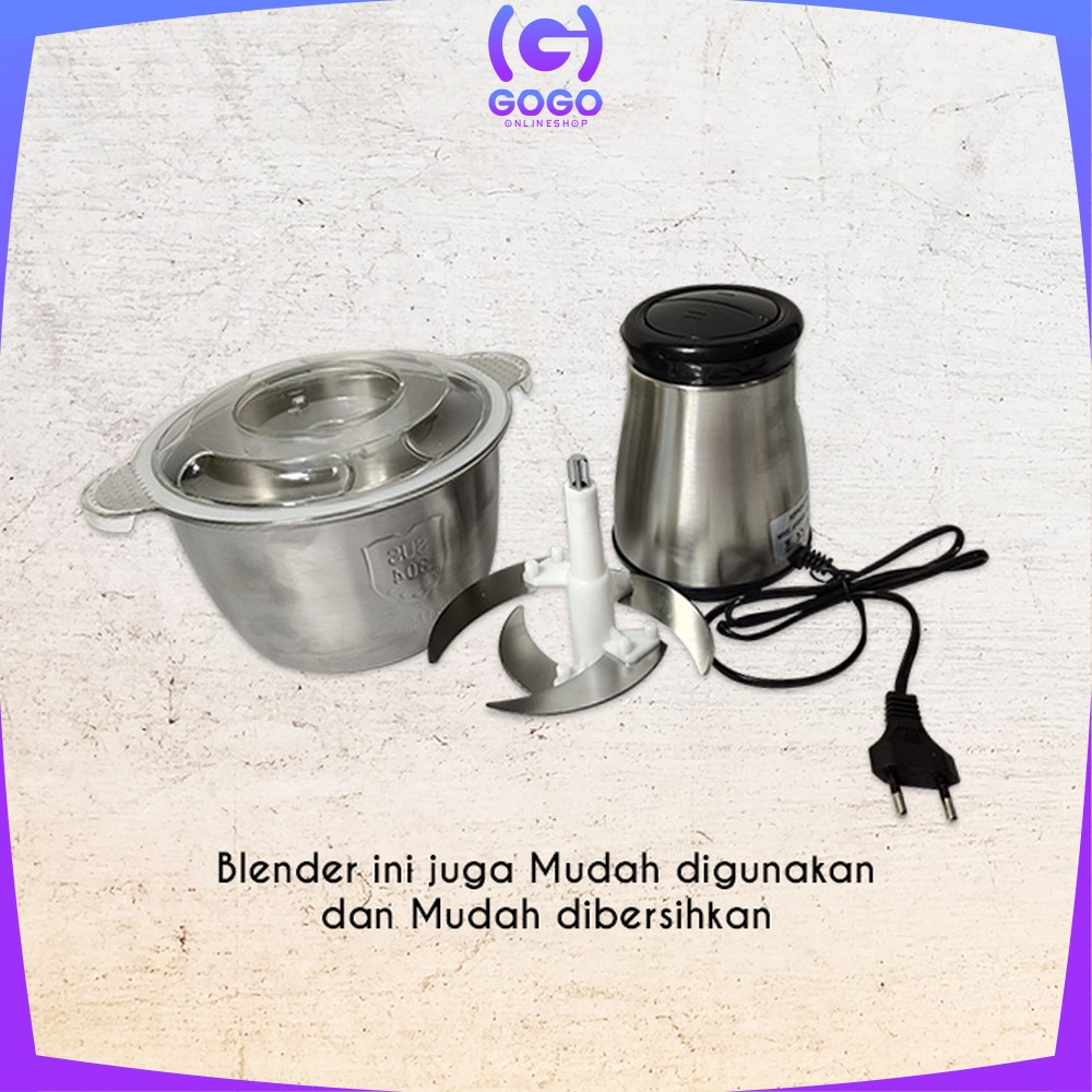 GOGO-C499 Penggiling Daging Serbaguna Chopper Daging 2L / Blender Elektrik Stainless Steel Multifungsi / Blender Portable Chopper Meat Grinder