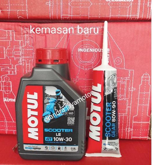 ֍ Paket oli oli motul matic SAE 10-30 0.8 lt + oli gear motul 120 ml  80w-% original for all matic ➽