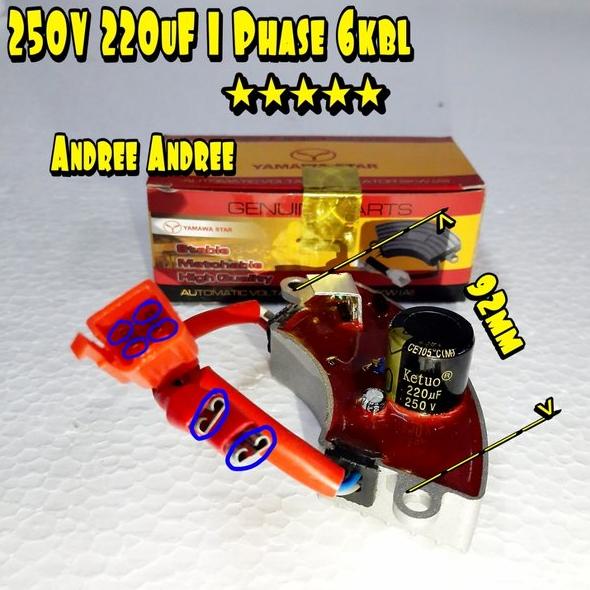 AVR 250V 220uF Genset Bensin 1500 2200 2500 3000 4000 watt 152 154 156 GX 110 120 140 160 200 220 Ov