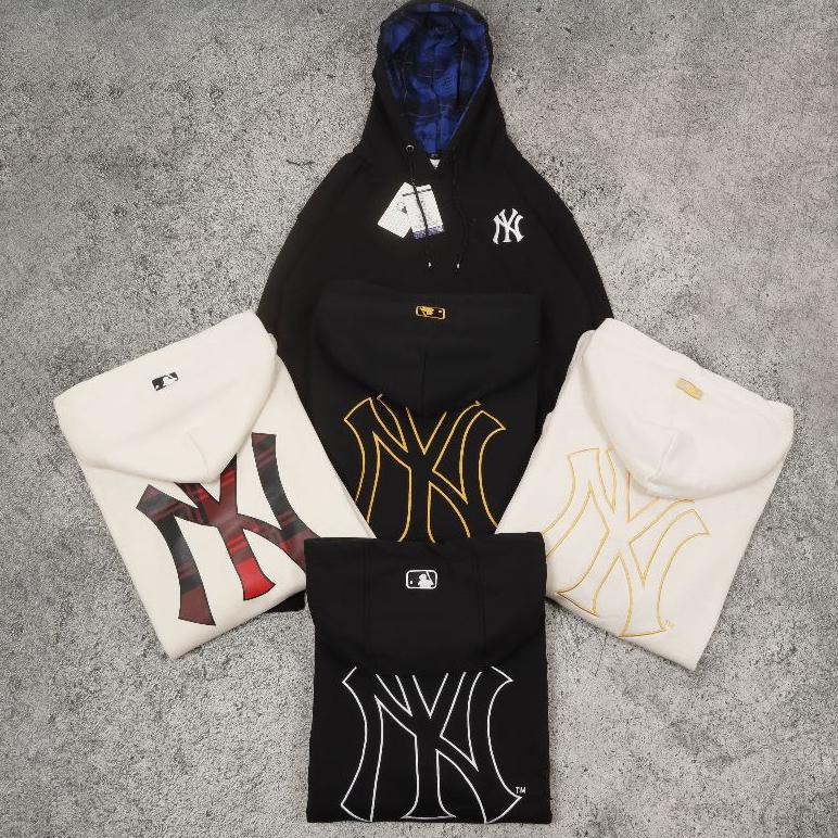SIAP KIRIM READYSWEATER HOODIE NY MLB CREAM BORDIR BATIK FULLTAG & LEBEL PREMIUM (BESTSELLER VARIAN)