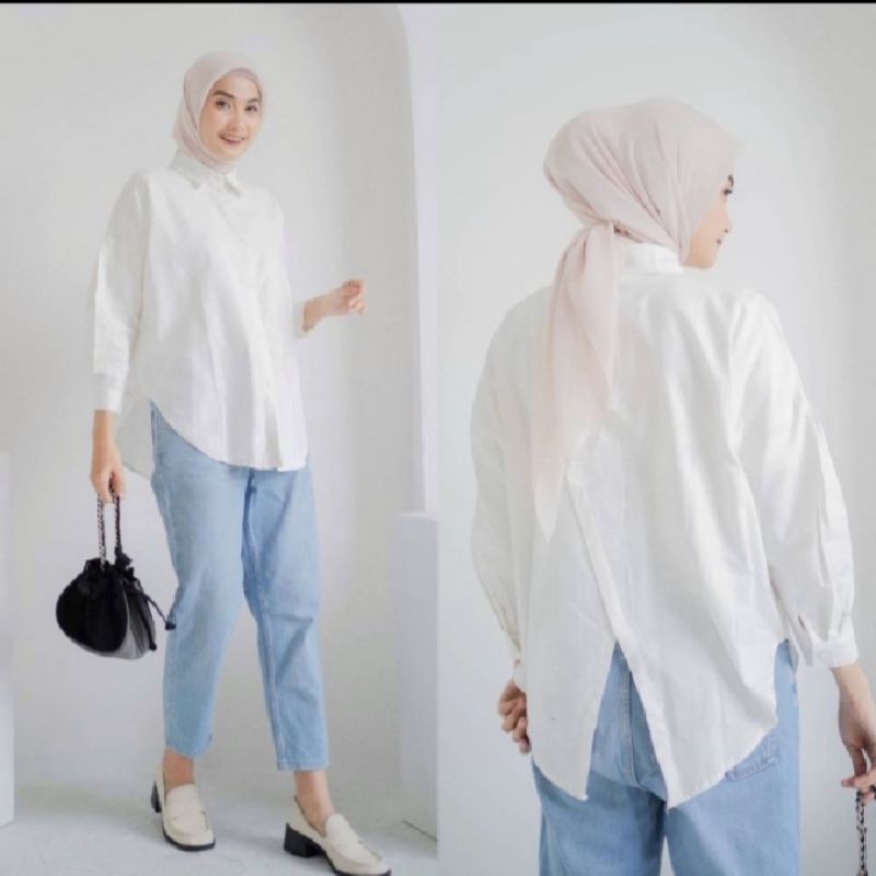 kemeja linen nelka shirt / kemeja wanita oversize terbaru k / kemeja lengan panjang wanita polos