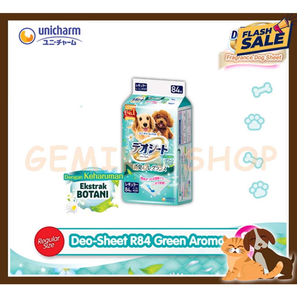 DEO SHEET UNICHARM SMALL DOG ALAS ANJING ( AROMA FLORAL / GREEN )