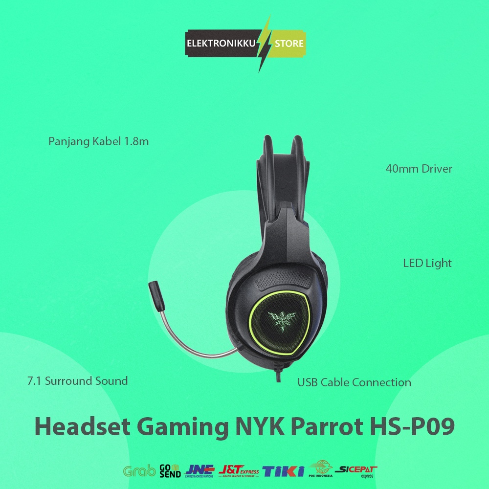 Headset NYK Nemesis Parrot HS-P09 Gaming Headphone Komputer PC Laptop HP