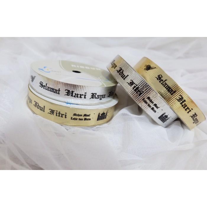 

Pita Selamat Hari Raya Idul Fitri Metalik Gold Silver Size 2Cm Premium 064