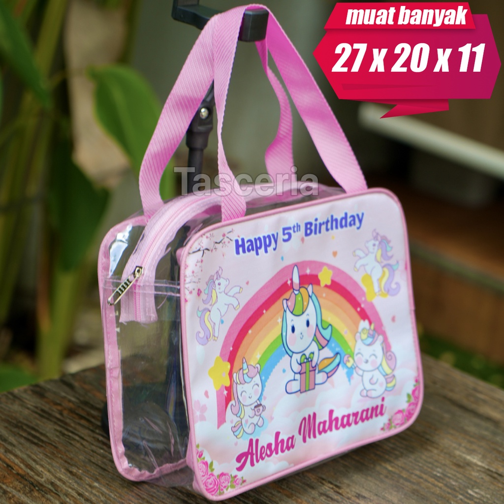 Tas ultah mika custom Unicorn / Goodie bag mika ulang tahun anak / Goodie bag mika custom / Goodie b