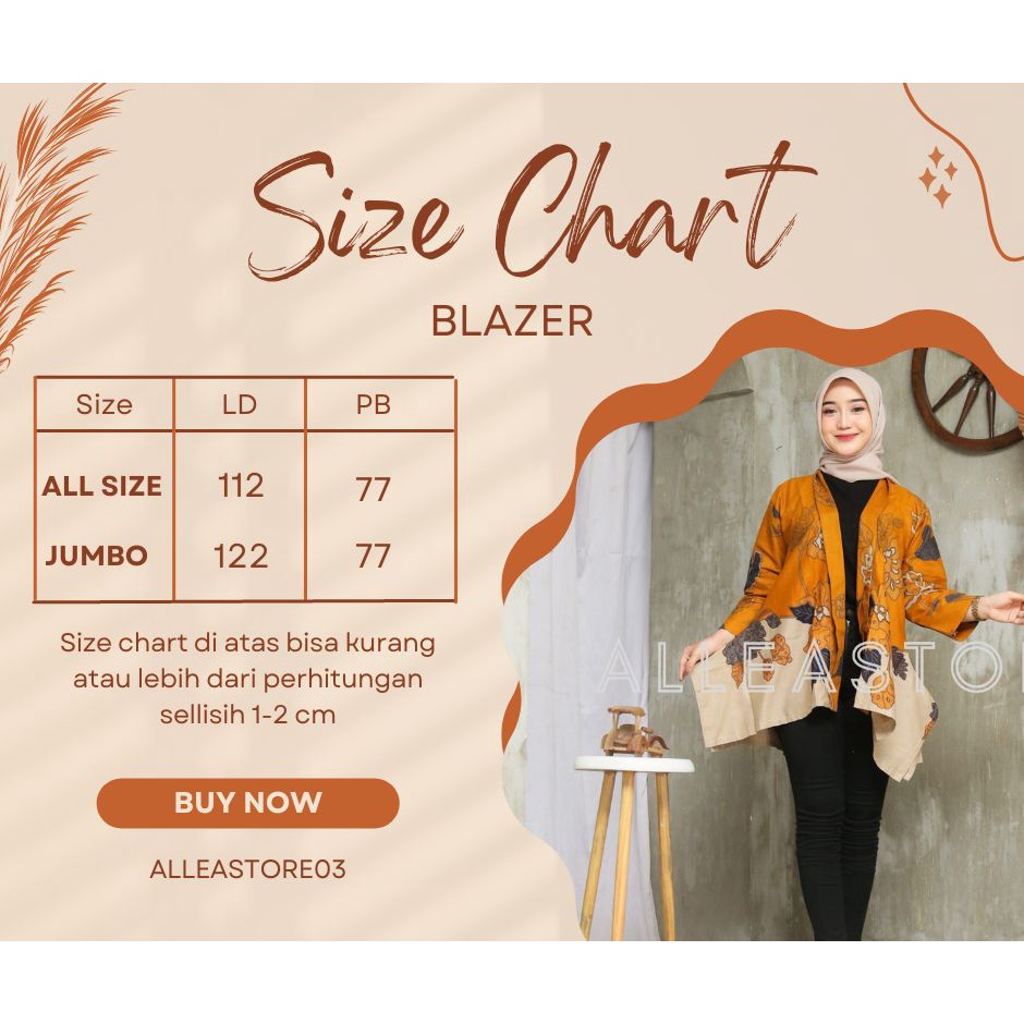 Alleastore03 Blazer Batik Motif Mawar Premium Terbaru Blazer Batik Nikita Blazer Wanita Terlaris Atasan Batik Wanita