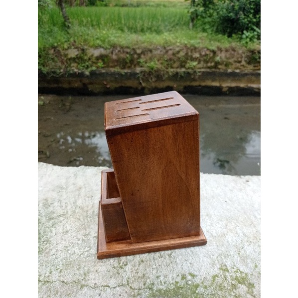 tempat pisau set gunting kayu / tempat pisau estetik /rak pisau dapur / pisau set