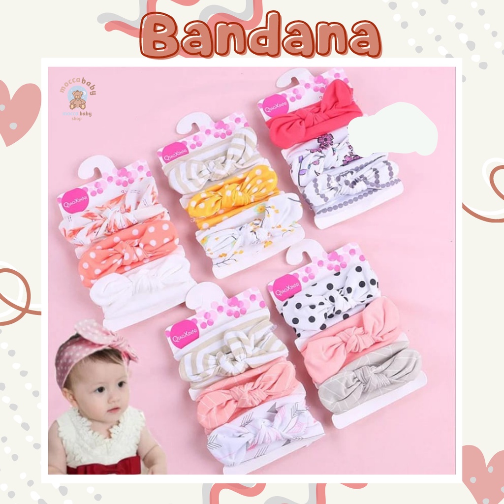 MBSS - BANDANA MOTIF A Bandana Set isi 3 Motif Beda / Headband Bayi Newborn Anak Perempuan Part 3