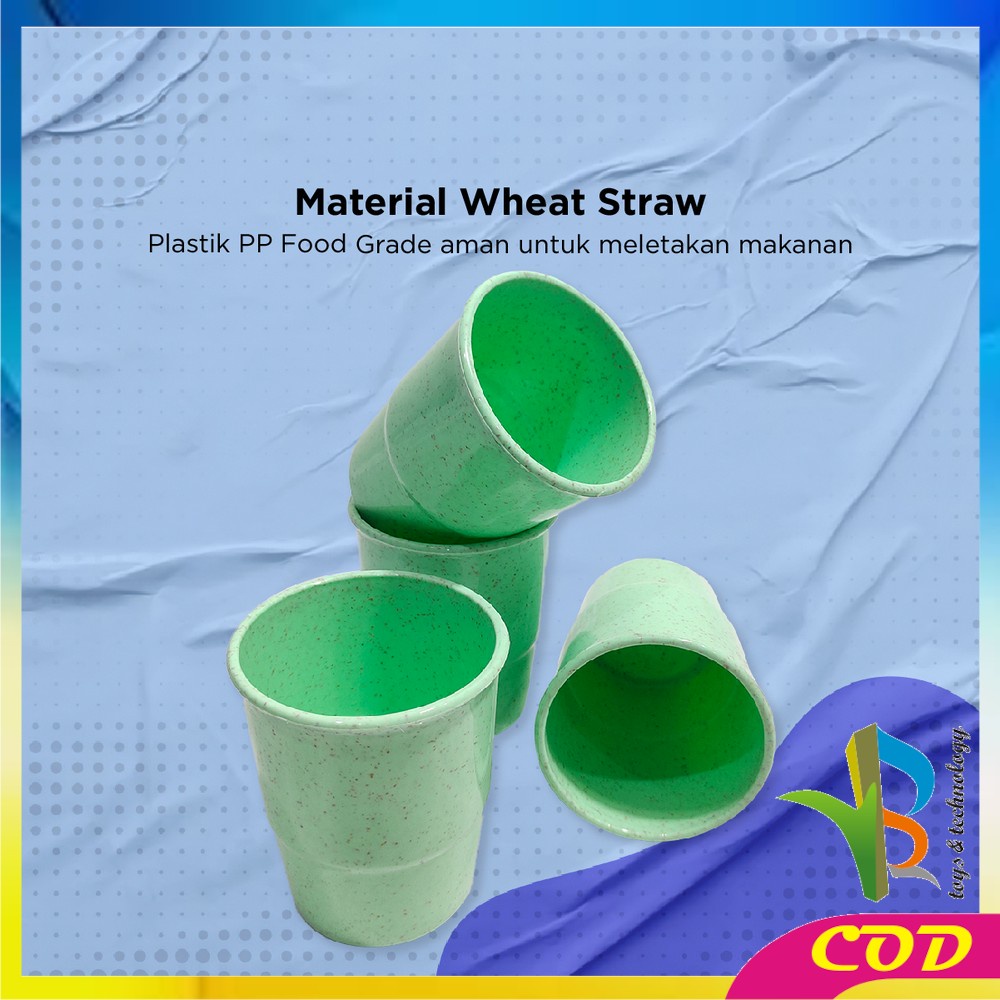 RB-C811 Gelas Wheat Straw 4IN1 / Gelas Cangkir Mug Plastik Jerami Gandum / Gelas Tanpa Gagang Serbaguna