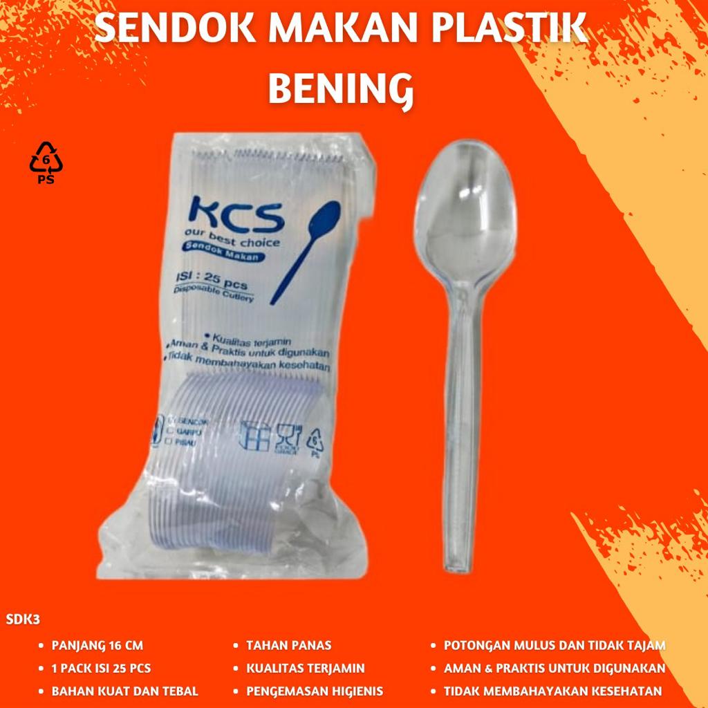 Sendok Makan Sendok Plastik Warna Bening (Isi 25 Pcs-SDK3)