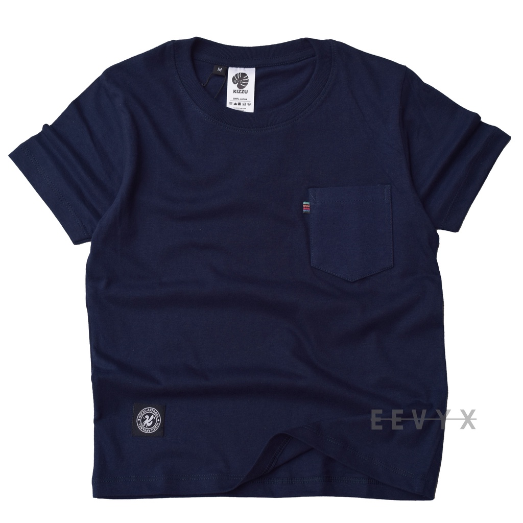 Kizzu Kaos Polos Distro Anak Laki Laki Umur 1-12 Tahun - Navy, Black, Cream, White, Maroon - Eevyx Store