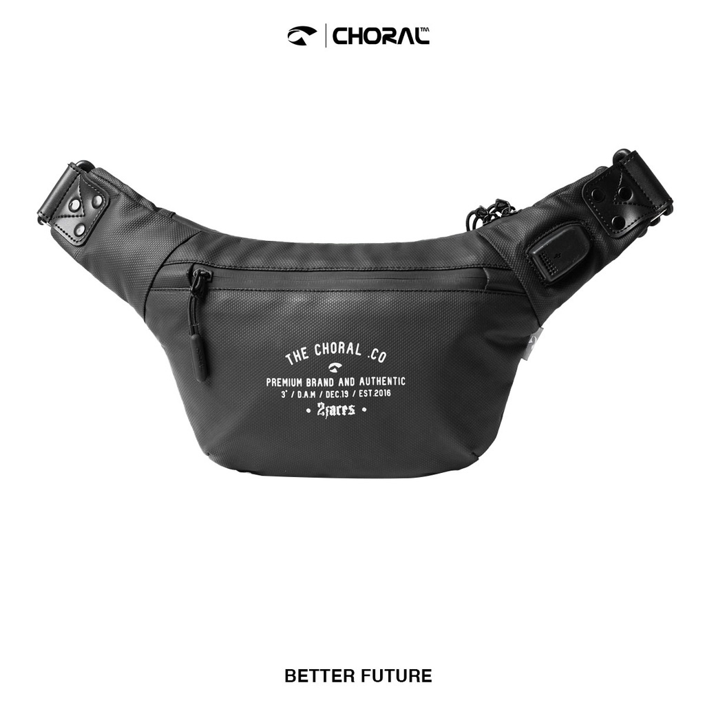 CHORAL VEGAS | Tas Pinggang Selempang Waistbag Pria Big Compartment &amp; 2 Side Color Water Resistant