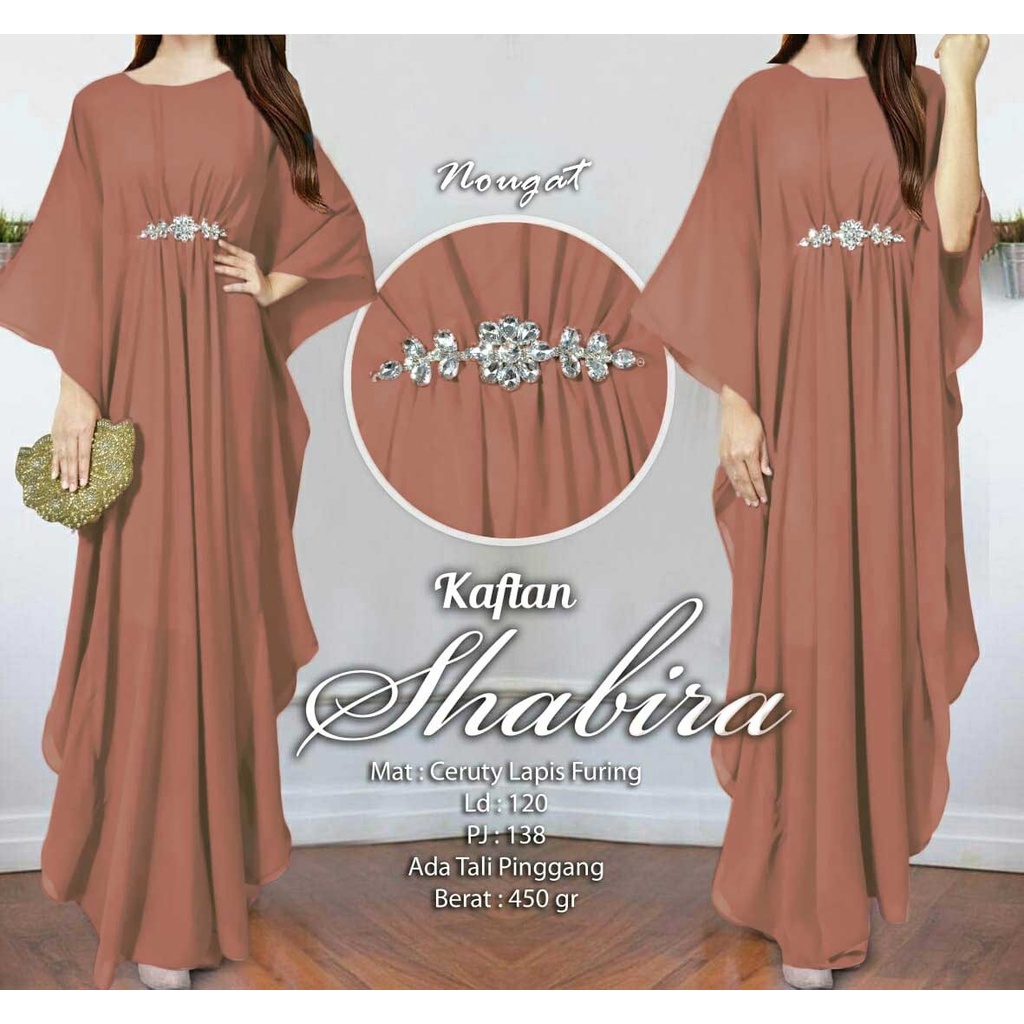 Arnis Shabira Kaftan Original Busui Friendly Ceruty Babydoll-Nougat