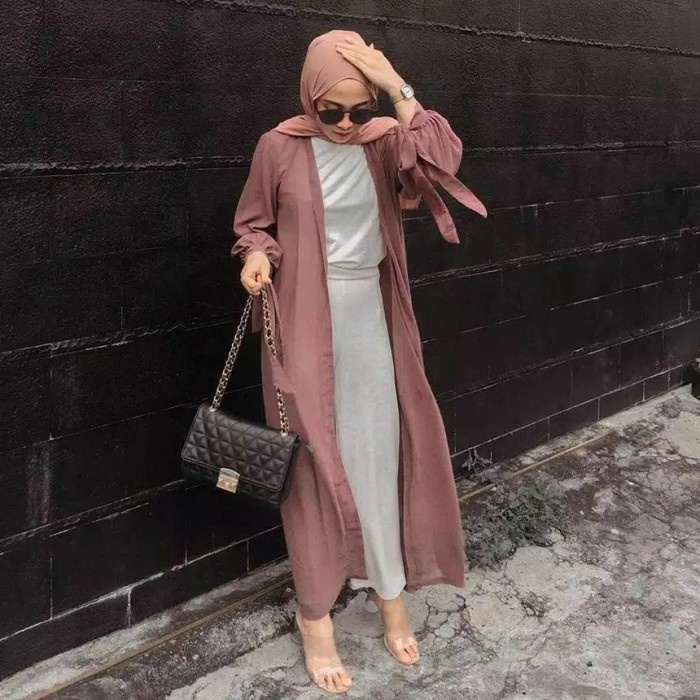 Promo Ramadhan 2023 - atasan baju wanita outer mahira - Dusty - Sedia baju cardigan wanita terbaru n