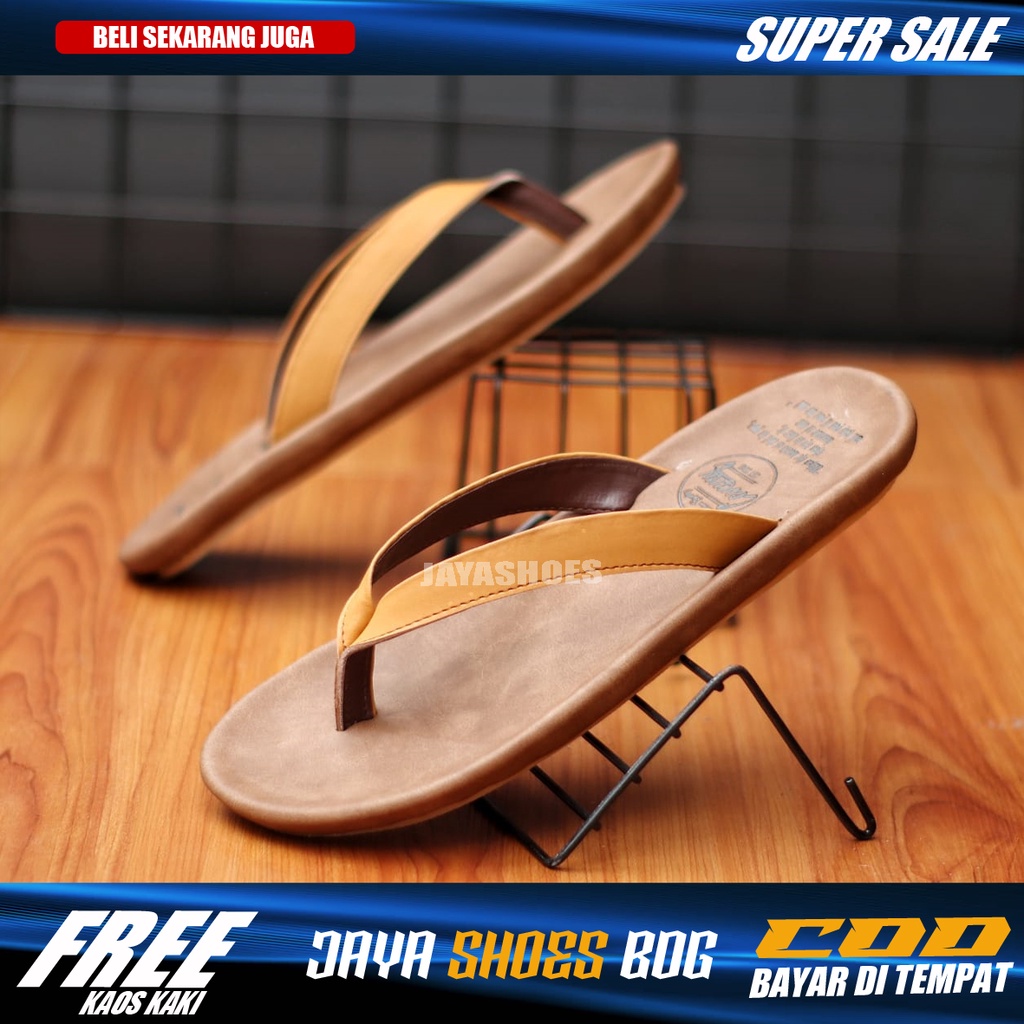 GOW Sendal Pria Casual Kulit Asli Original Distro Simple Ringan Anti Slip