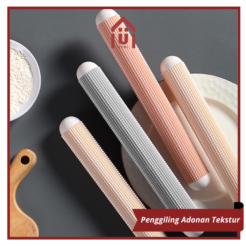 UNISO -  PENGGILING ADONAN TEKSTUR ANTI LENGKET / STICK GILINGAN ADONAN PASTEL / ROLLING PIN ADONAN KUE