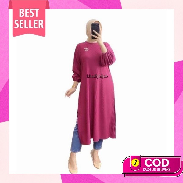 Melika - Midi Dress/ Daster/Tunik Bahan Rayon Ala Korea Tunik Wanita Terbaru 2023 Kekinian Import Ba
