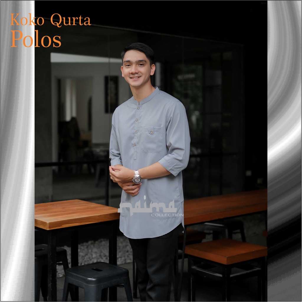 BAJU KOKO PRIA DEWASA POLOS/ KOKO QURTA ABU POLOS ELEGAN/ KOKO KURTA WARNA MOCA POLOS/ KEMEJA KOKO P