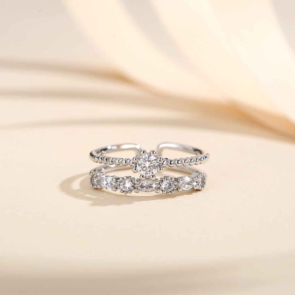 Y957 [COD✔] Cincin Kawin Kristal Berlian Baja Titanium Emas Wanita Perhiasan Pertunangan Fashion