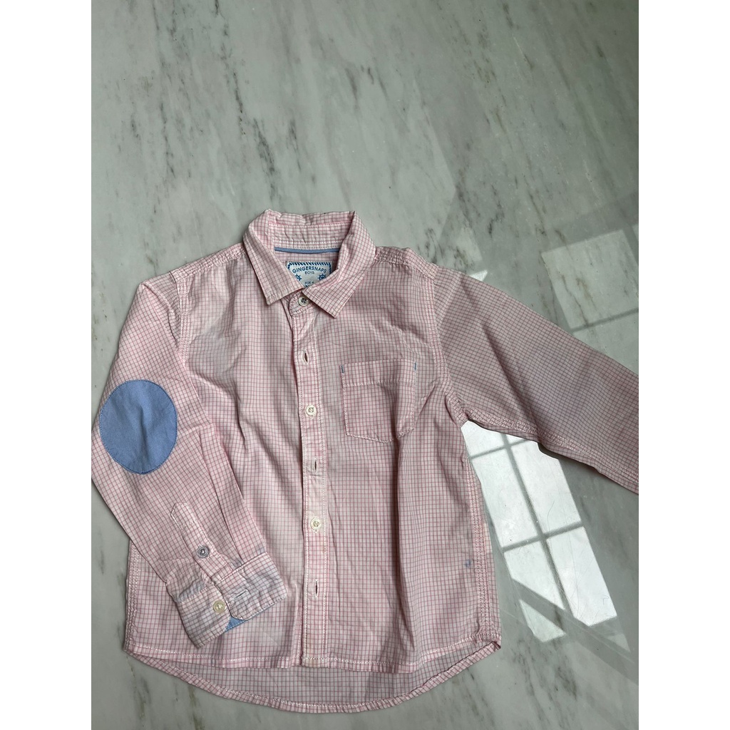 preloved kemeja shirt gingersnaps GINGERSNAPS URBAN FOLK WOVEN SHIRT pink white kotsk2