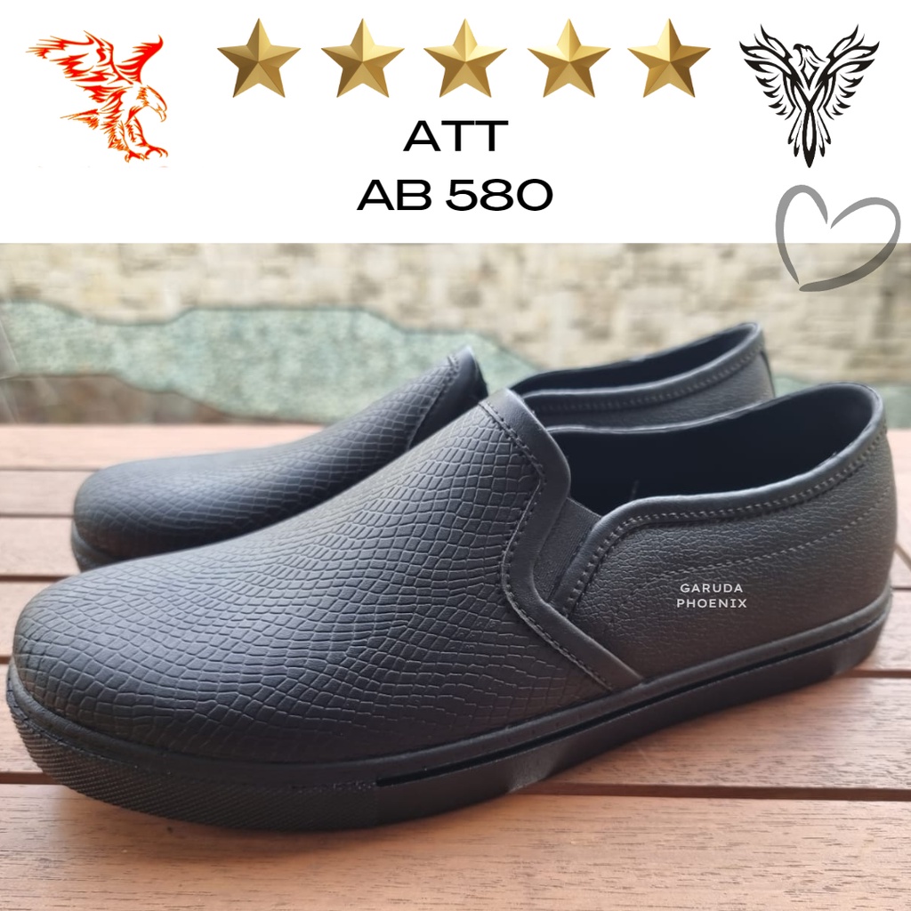 Sepatu Slip On Pria ATT AB 580 Karet Anti Air motif sisik 39-43