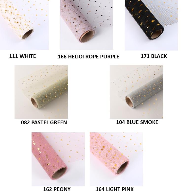 

Terbaru 12.12 Flower Wrapping Paper Motif Bulan Bintang / Mesh Roll / Kertas Buket Bunga Florist Motif Space 