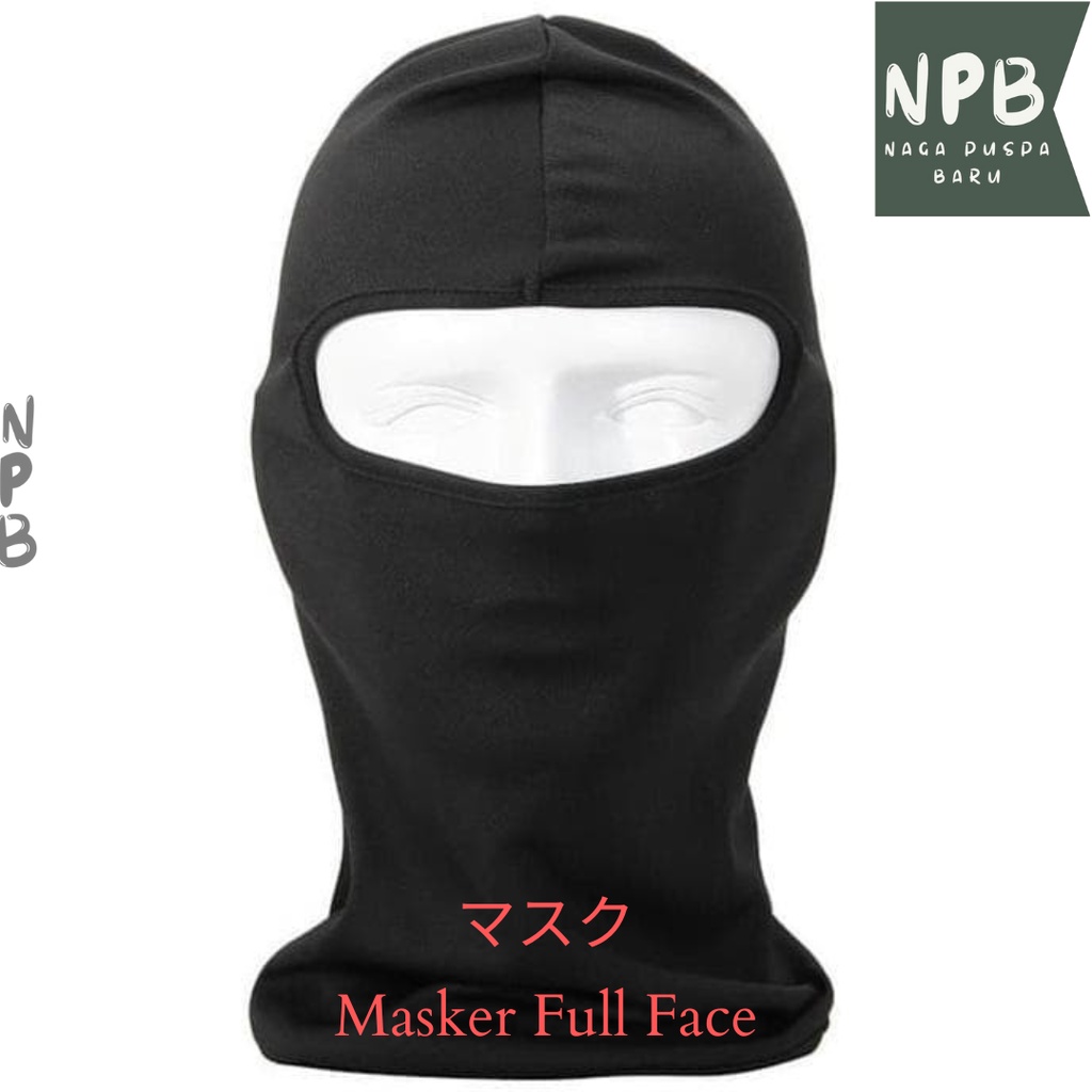 Masker Full Face Motor Helm Balaclava Ninja Polos Mask Hitam - MASKER MOTOR