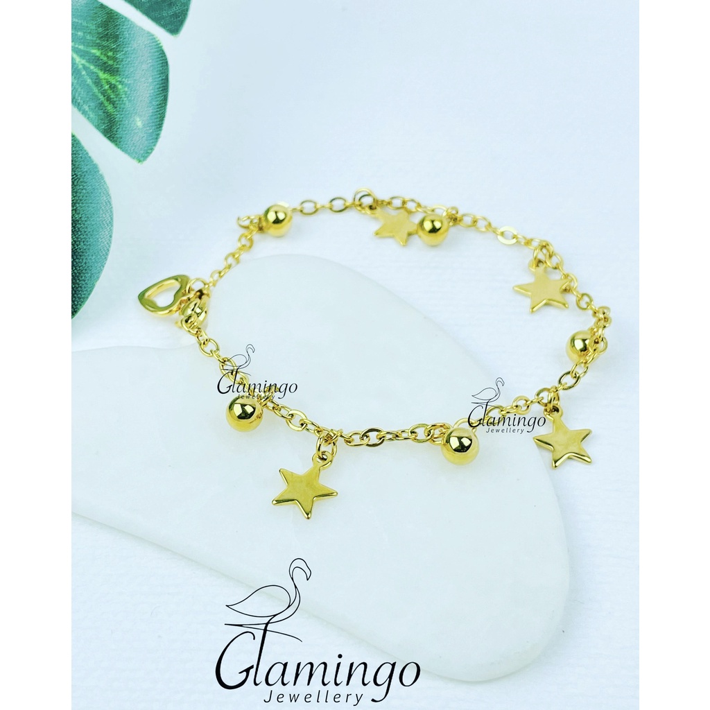 perhiasan wanita gelang tangan bintang love lonceng Titanium Stainless