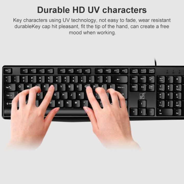 Set Keyboard Mouse Wired Universal Waterproof 1000 DPI - Q9B - Black