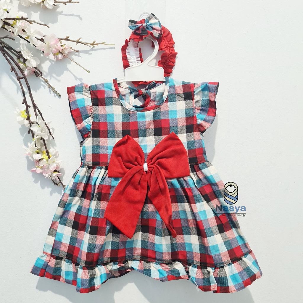 [P-053] Dress Bayi Lucu dengan bandana (0-6 bulan)