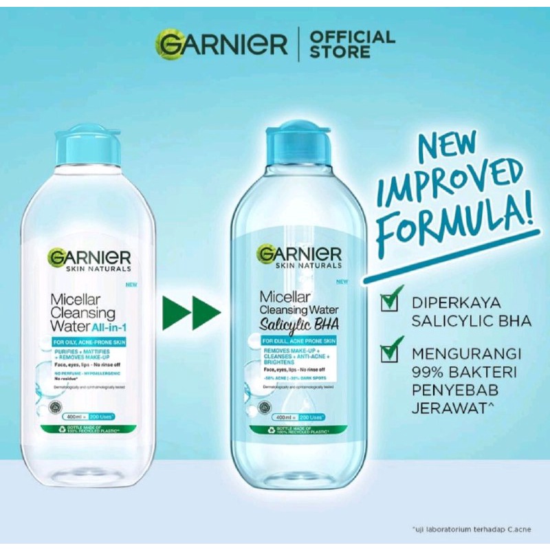 GARNIER MICELLAR WATER SALICYLIC BHA SKINCARE PEMBERSIH WAJAH 400ML